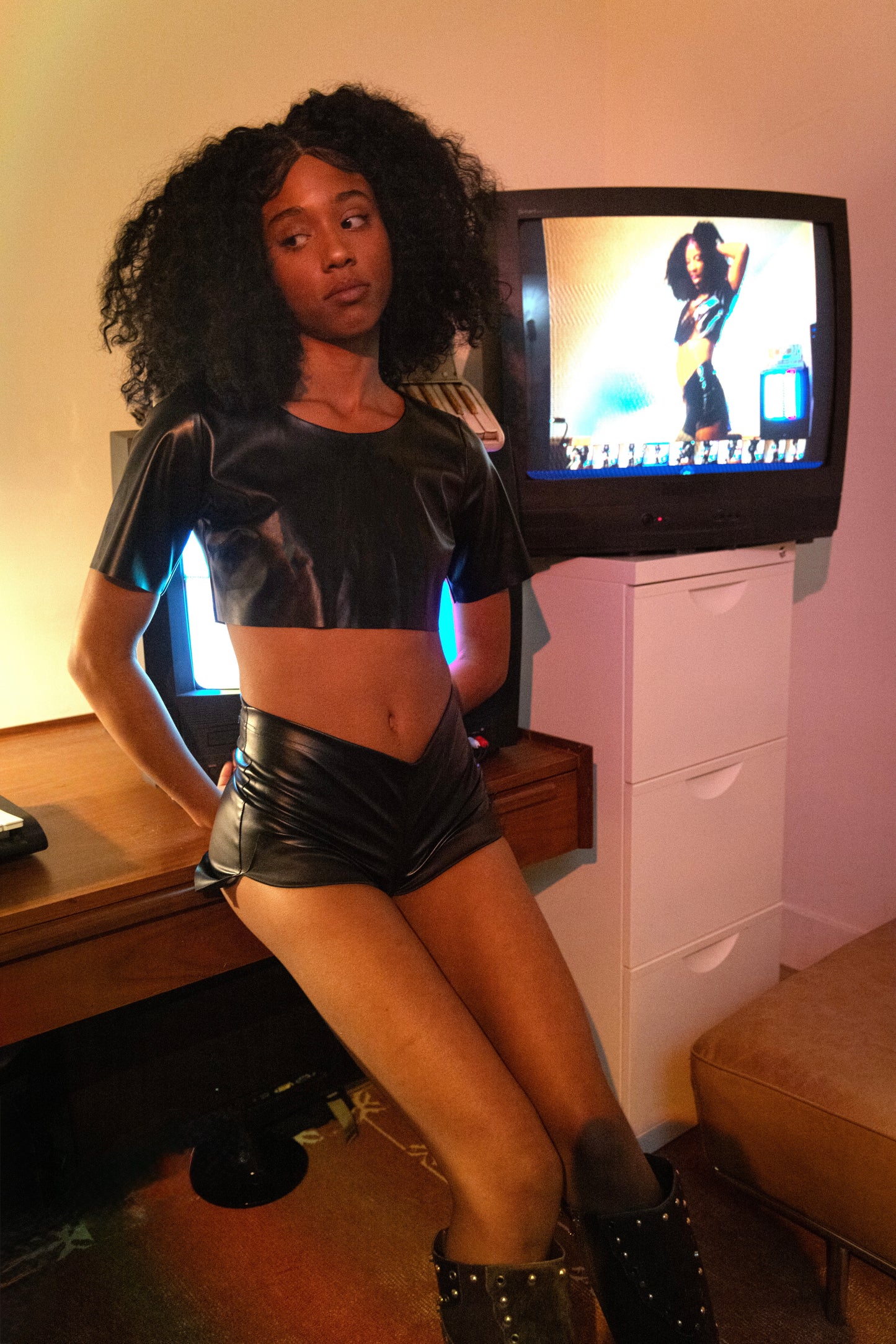 Vegan Leather Super Crop Top