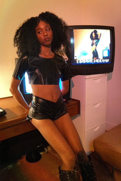 Vegan Leather Super Crop Top