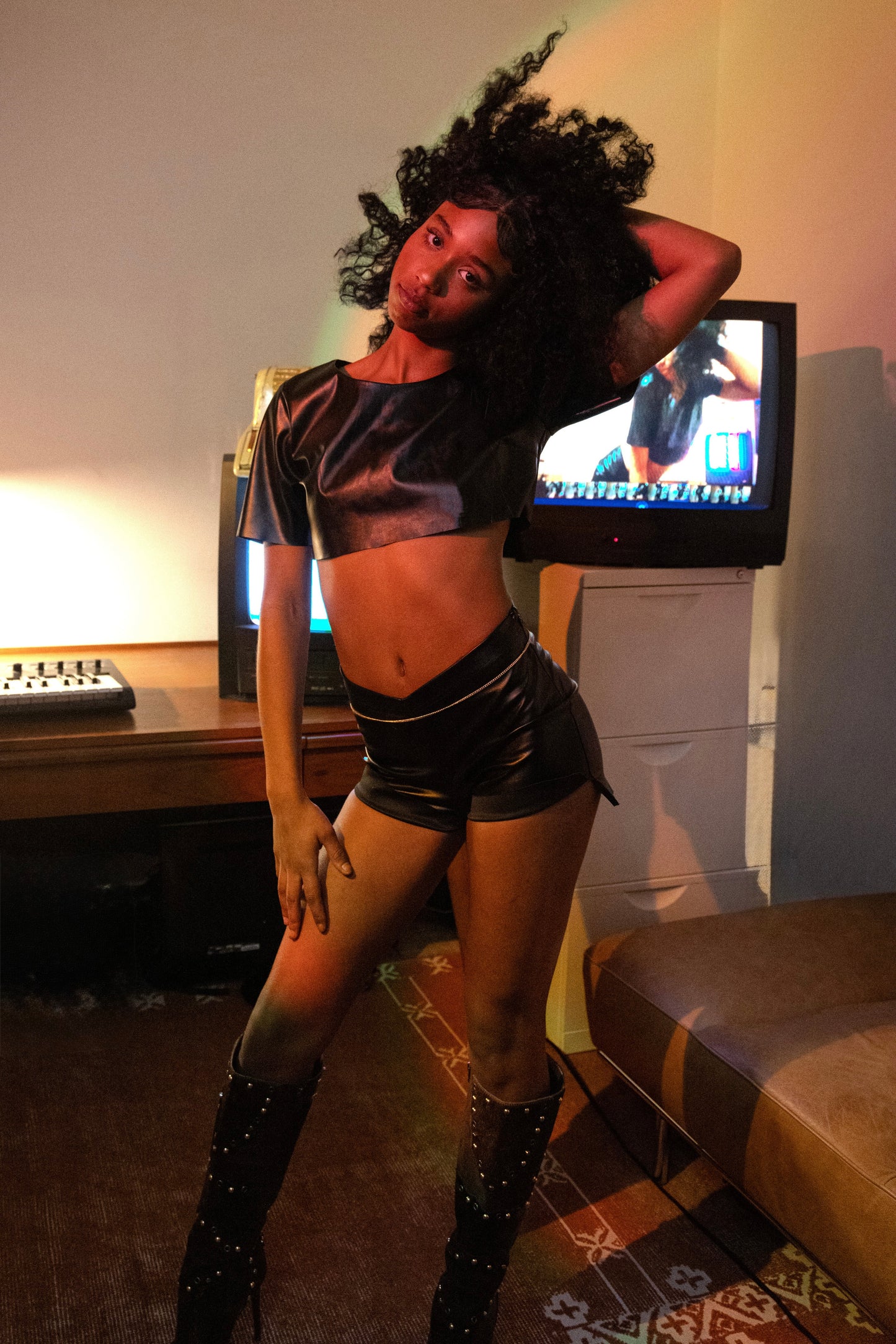 Vegan Leather Super Crop Top