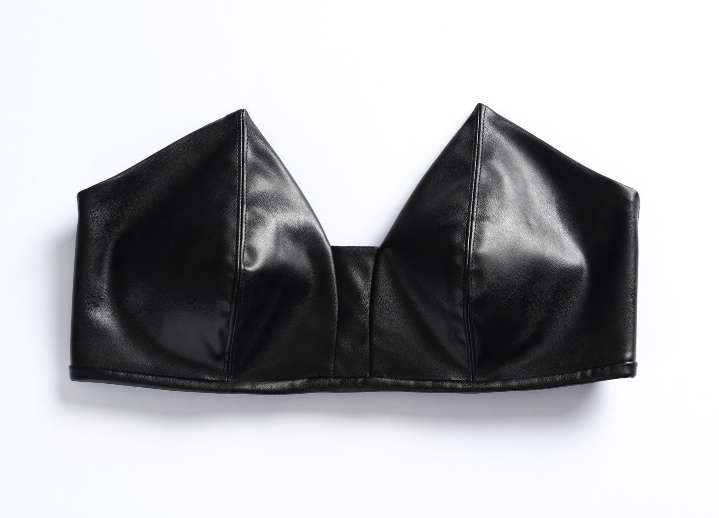 bluestory, bluestory vegan leather clothing brand made in la los angeles ca usa leather triangle bustier bra flat image amazon product listing