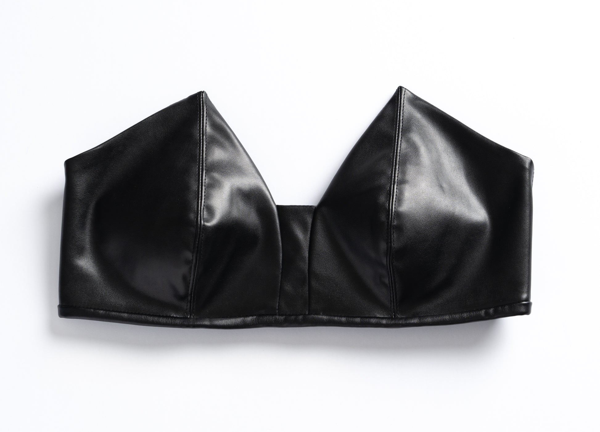 bluestory, bluestory vegan leather clothing brand made in la los angeles ca usa leather triangle bustier bra flat image amazon product listing